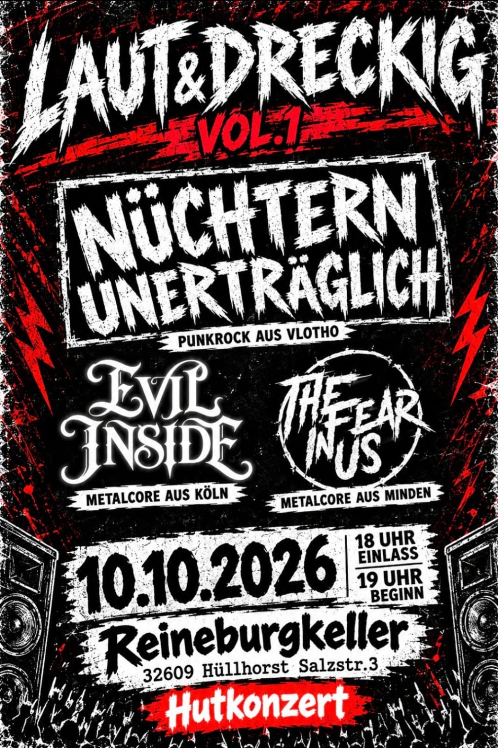 Reineburgkeller Hüllhorst, 10.10.2026 – mit Evil Inside und The Fear in Us